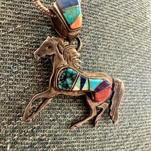 Calvin Begay Native American Jewelry Colorado Horse Pendant Necklace